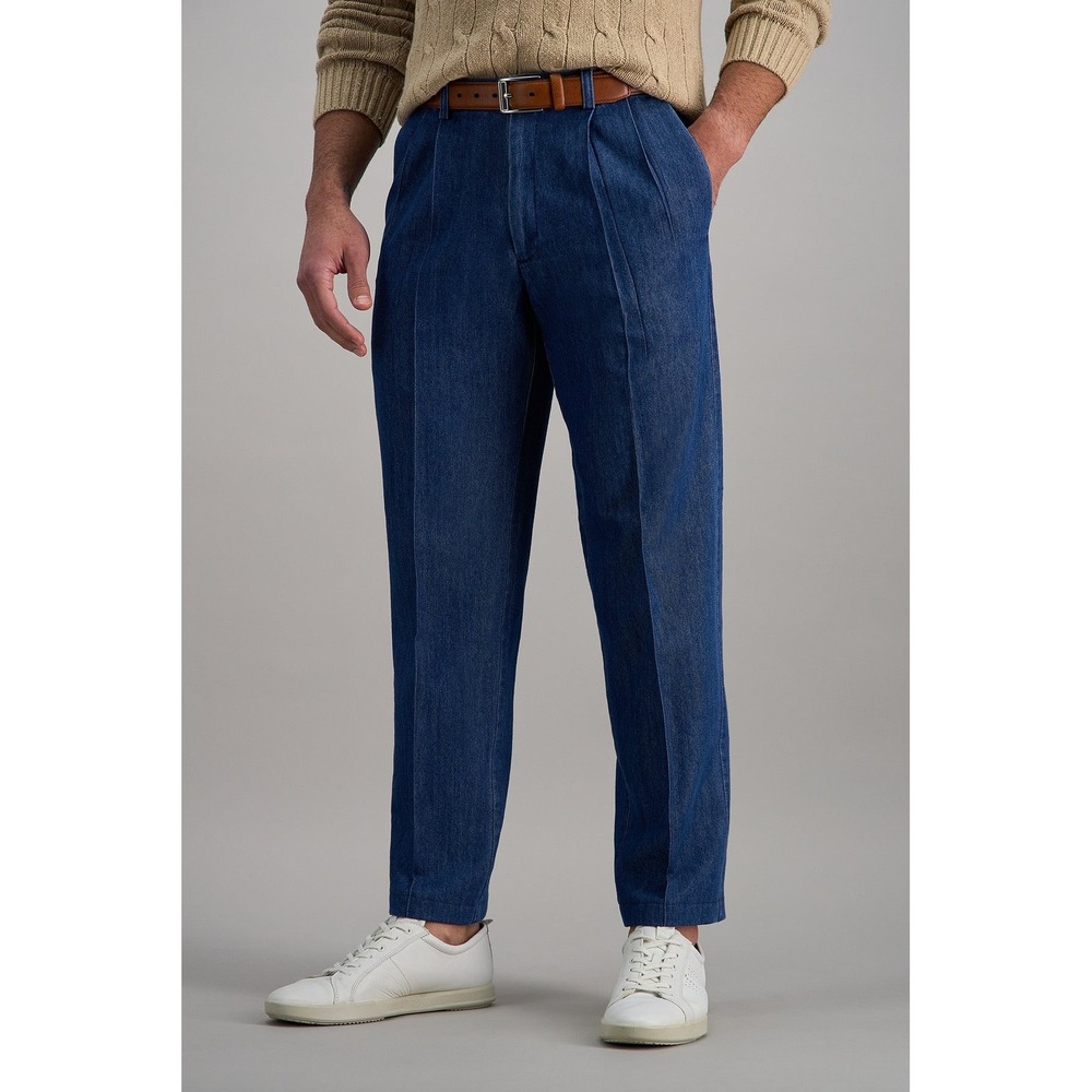 Haggar 42 x 30 Blue Pants Men's Classic Fit‎ Denim Trousers
